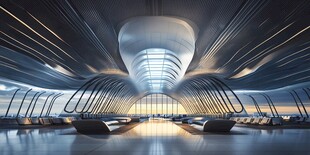 未来感机场候机大厅空间