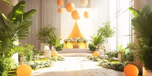 室内绿植环绕的温馨仪式场景