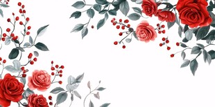 红玫瑰花卉装饰图案