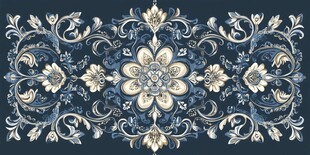 蓝白经典欧式花卉装饰图案