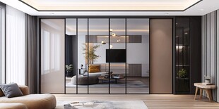 现代简约风玻璃隔断客厅