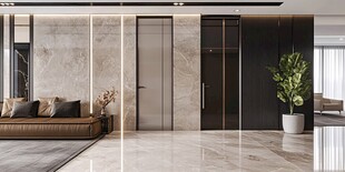 现代奢华风客厅与房门设计