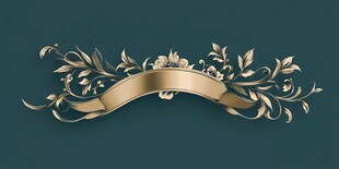 金色花卉飘带装饰图案