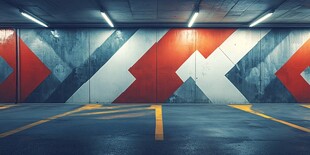 现代风几何图案地下停车场