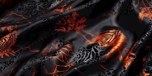 黑色织物上的炫彩火焰花纹