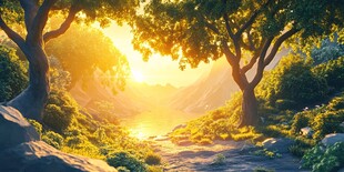 阳光洒落林间的梦幻小径