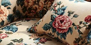 花卉图案沙发与抱枕