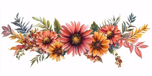 手绘多彩花卉装饰图案