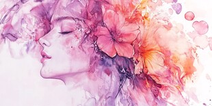 梦幻花卉环绕的唯美女性