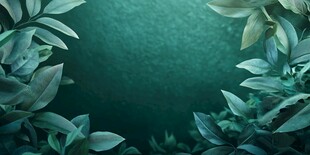 翠绿叶片环绕的清新背景