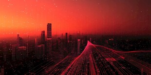 红色都市夜景的科技感画面