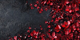 红花瓣铺就的浪漫黑色背景