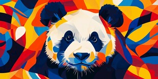 多彩几何风熊猫艺术图像