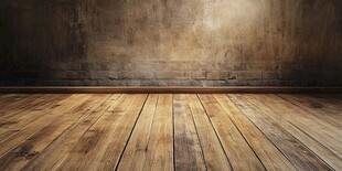 老旧木质地板与斑驳墙面