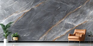 灰色大理石墙前的休闲一角