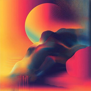 梦幻渐变山水抽象艺术图景