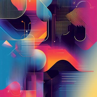 未来感抽象几何艺术插画
