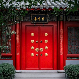 中式红门古建筑风采