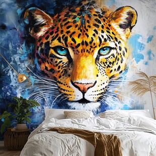 豹纹壁画装饰的温馨卧室
