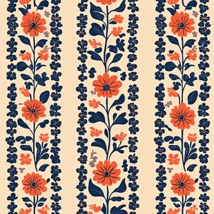 复古花卉条纹图案设计