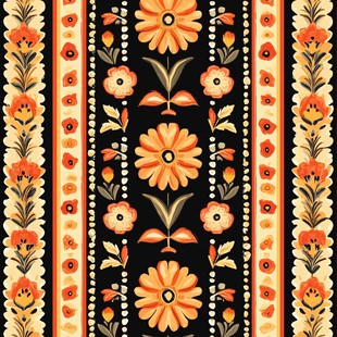 复古花卉条纹图案设计