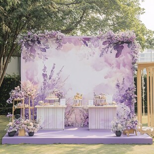 紫色梦幻户外甜品装饰区