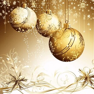 金色圣诞装饰球梦幻背景
