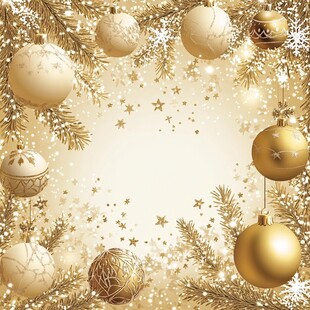 金色圣诞装饰边框背景图