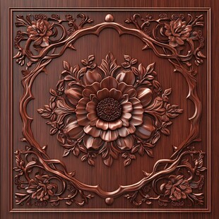中式木雕花卉装饰图案