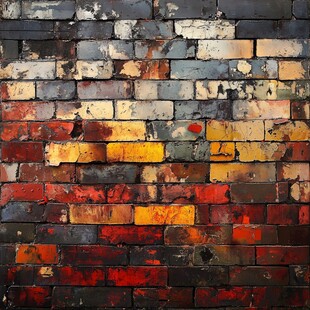 复古多彩砖墙纹理背景图