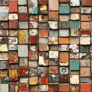 复古多彩旧瓷砖墙面纹理