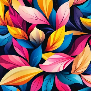 多彩绚丽叶片图案设计