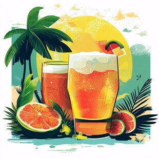 夏日热带风情冰爽啤酒