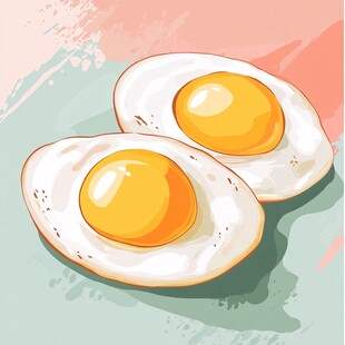 卡通风格煎蛋插画