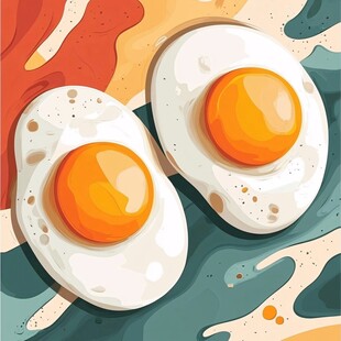 煎蛋插画 美味与色彩的碰撞