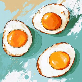 三颗美味煎蛋插画