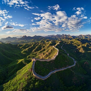 壮美长城蜿蜒于青山蓝天间