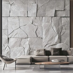 石纹墙面的现代简约客厅