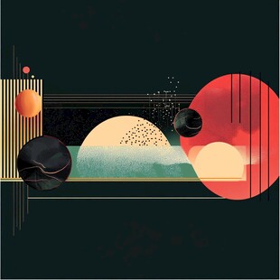 抽象几何宇宙风格插画