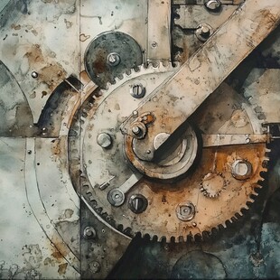 复古机械齿轮细节特写