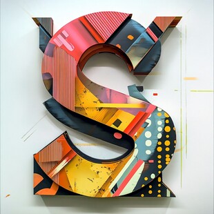 多彩立体字母S艺术设计