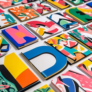 多彩几何图案艺术卡片