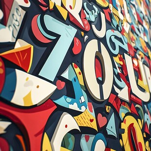 多彩立体字母艺术墙饰