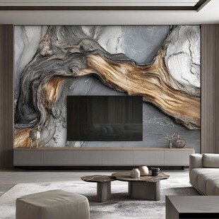 现代客厅大理石纹理电视墙