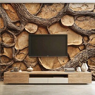 树皮纹理电视背景墙设计