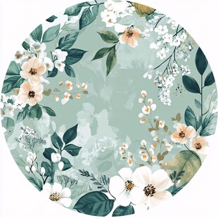 清新花卉圆形图案设计