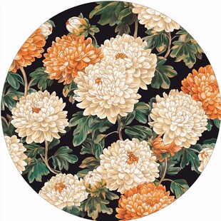 圆形菊花花卉图案设计