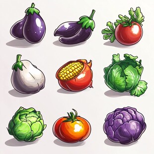 多彩蔬菜插画集合