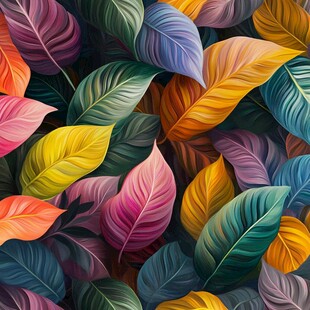 多彩斑斓的热带叶子图案