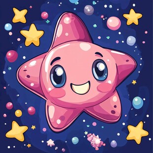 可爱海星畅游梦幻星空